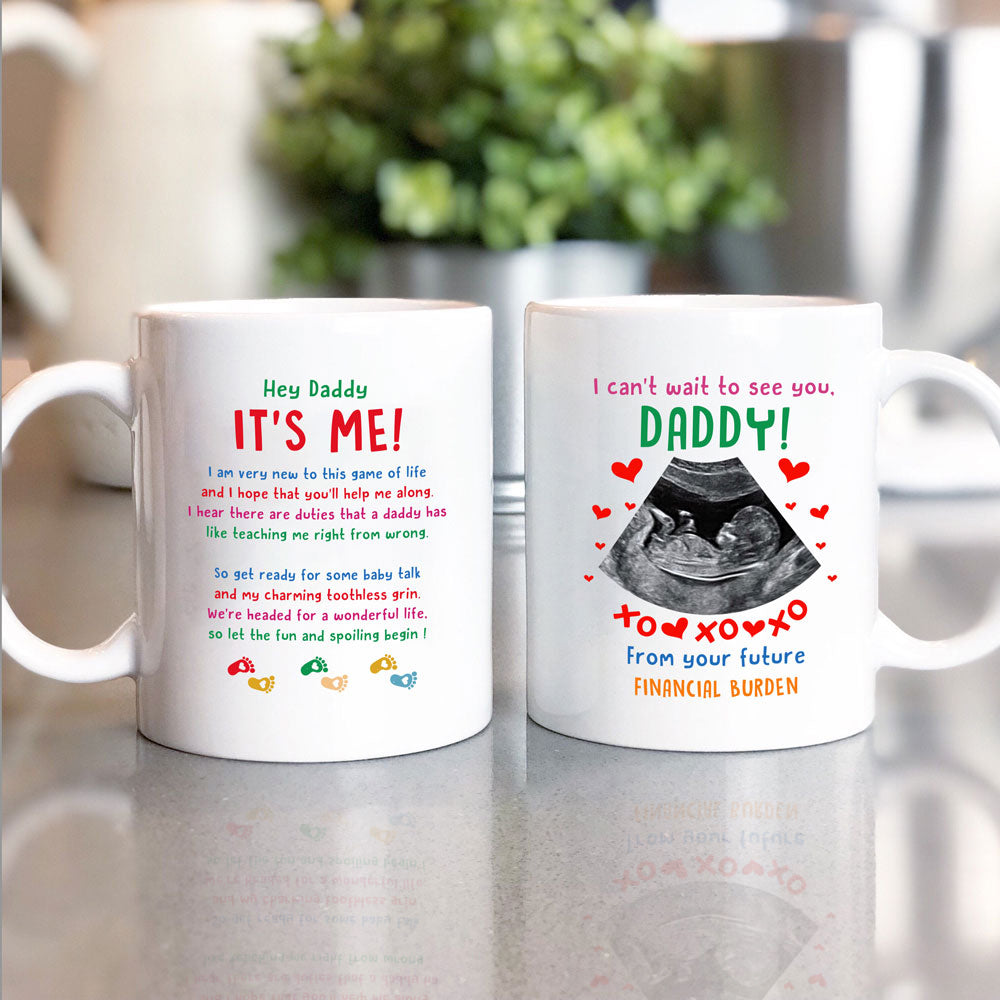 Personalized Hey Daddy It's Me Mug Gift For Dad To Be From The Bump