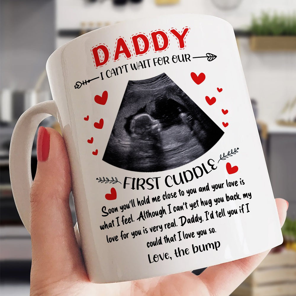 Personalized Gift For Dad To Be First Cuddle Ultrasound Mug