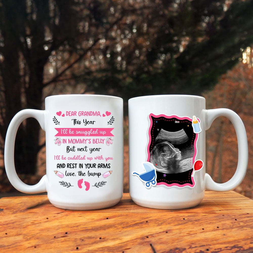 Personalized Gift For New Grandma In Mommy's Belly Bump Mug