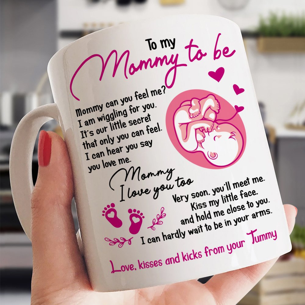 To My Mommy To Be Can You Feel Me Mug Gift For Expecting Mom From Bump