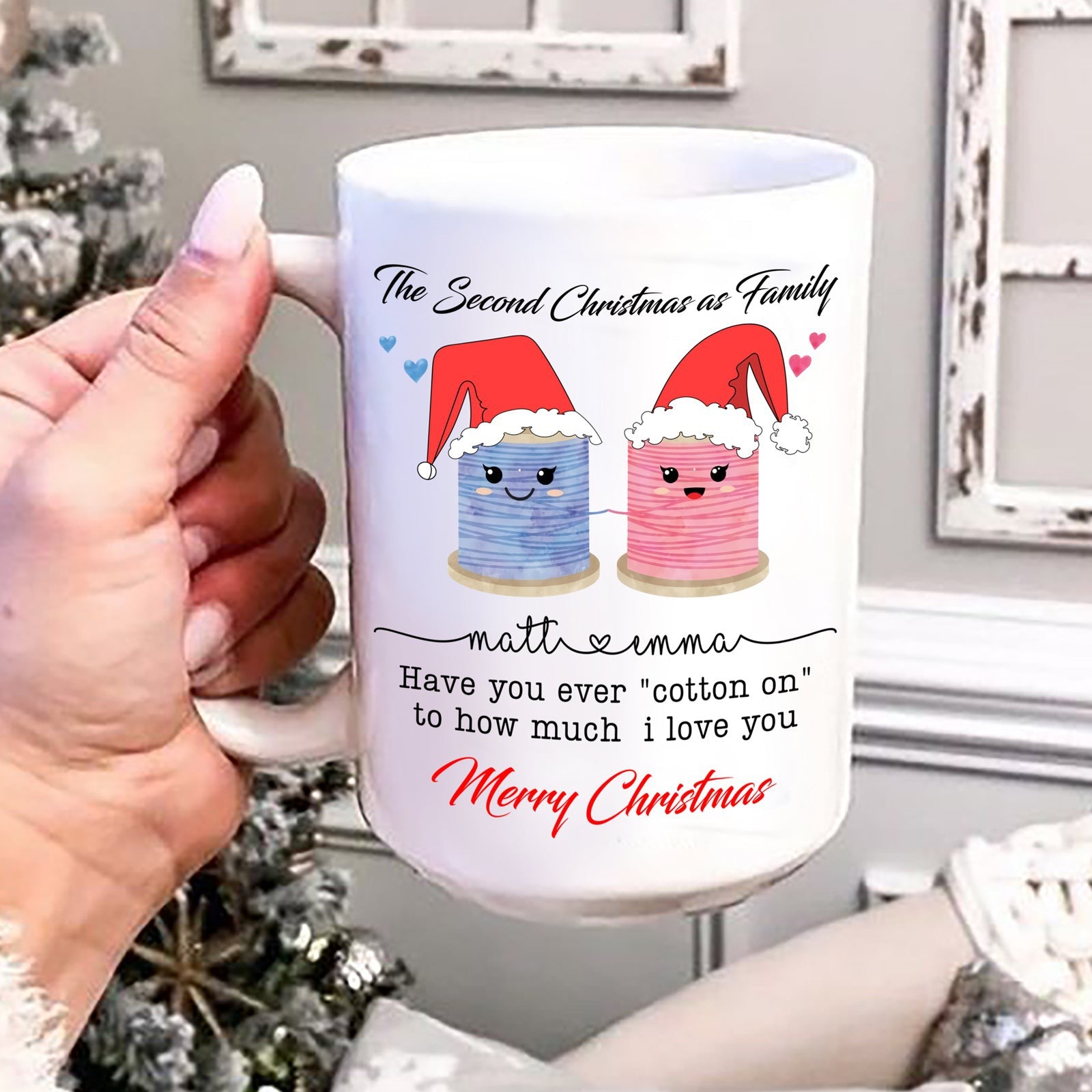 Personalized Gift  For Wife The Second Christmas As Family Mug