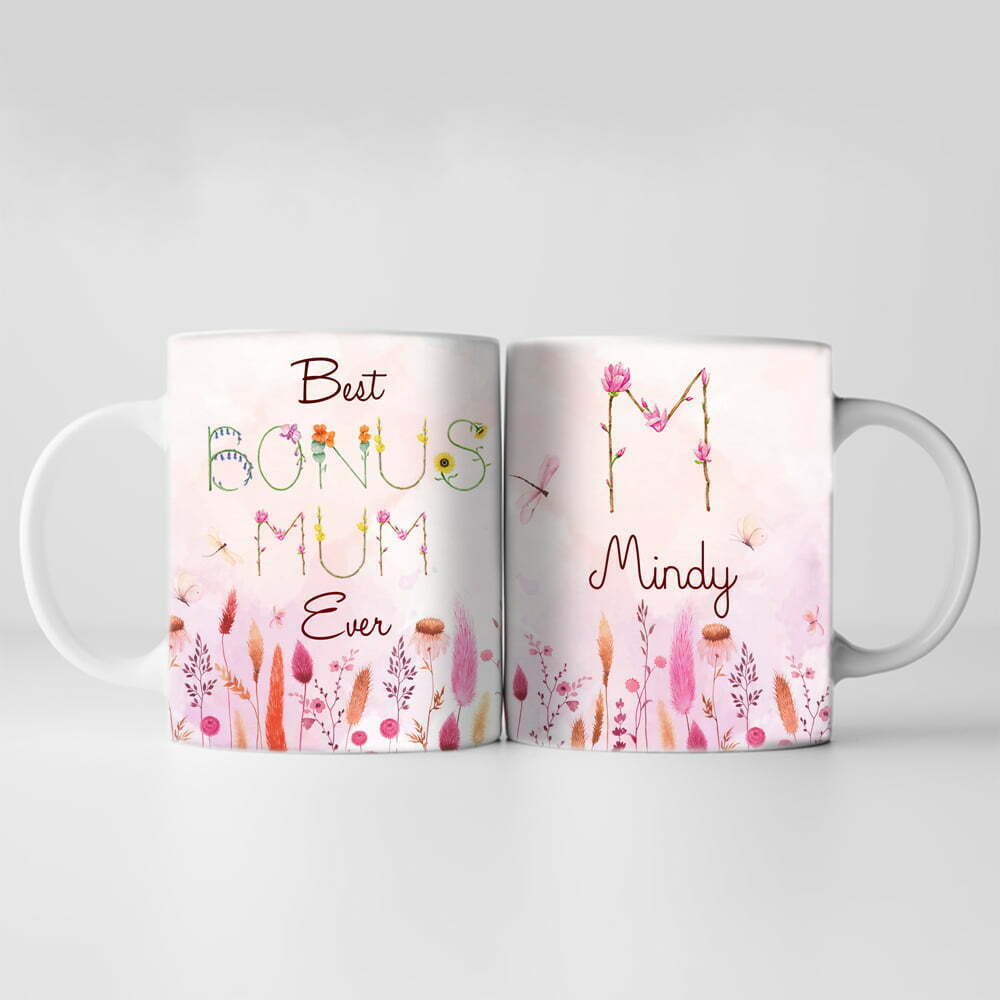 Personalized Best Bonus Mum Ever Wildflower Bonus Mum Floral Mug