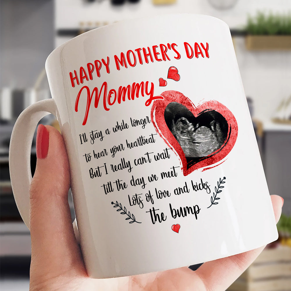 Personalized Mother's Day Expecting Mom Hear Heartbeat Ultrasound Mug