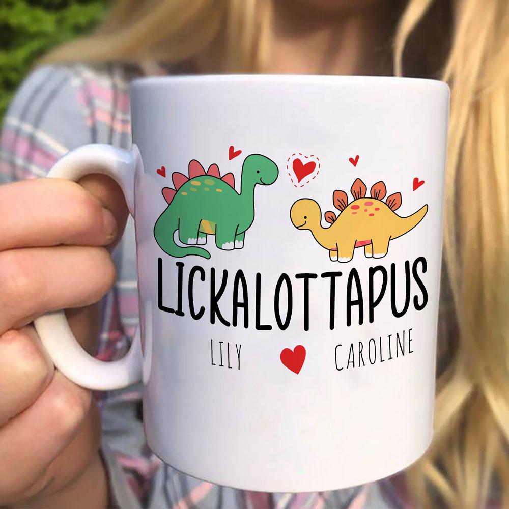 Personalized Lickalottapus Lesbian Couple Mug