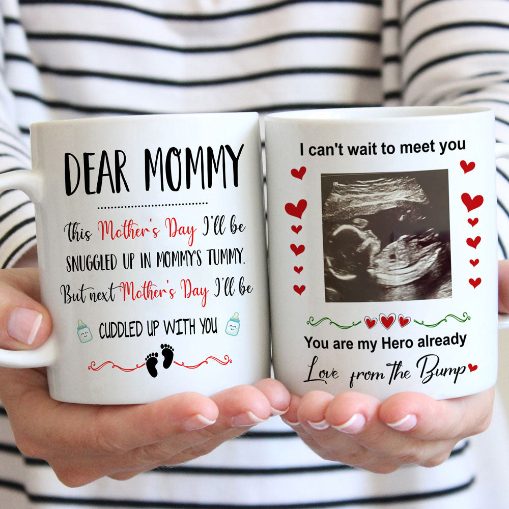 Mother's Day Mommy To Be Ultrasound Mommy Snuggled Personalized Mug