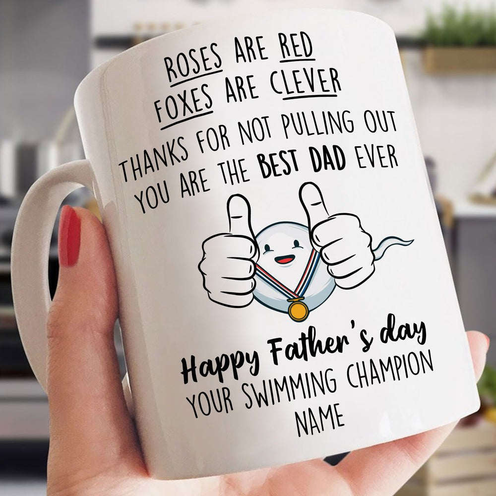 Father's Day Personalized Foxes Are Clever Pulling Out Champ 2 Mug