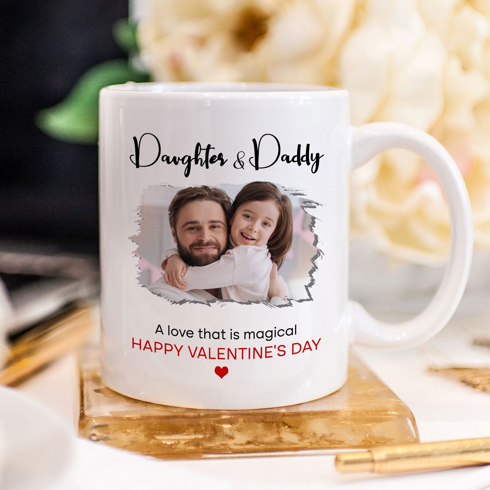 Daughter and Dad Valentine Personalized Custom Photo Mug