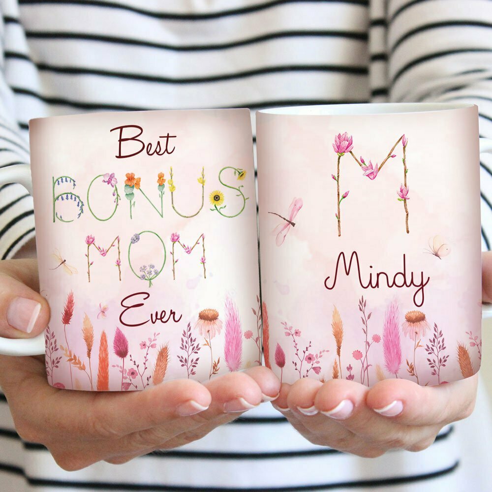 Personalized Best Bonus Mom Ever Wildflower Bonus Mom Floral Mug