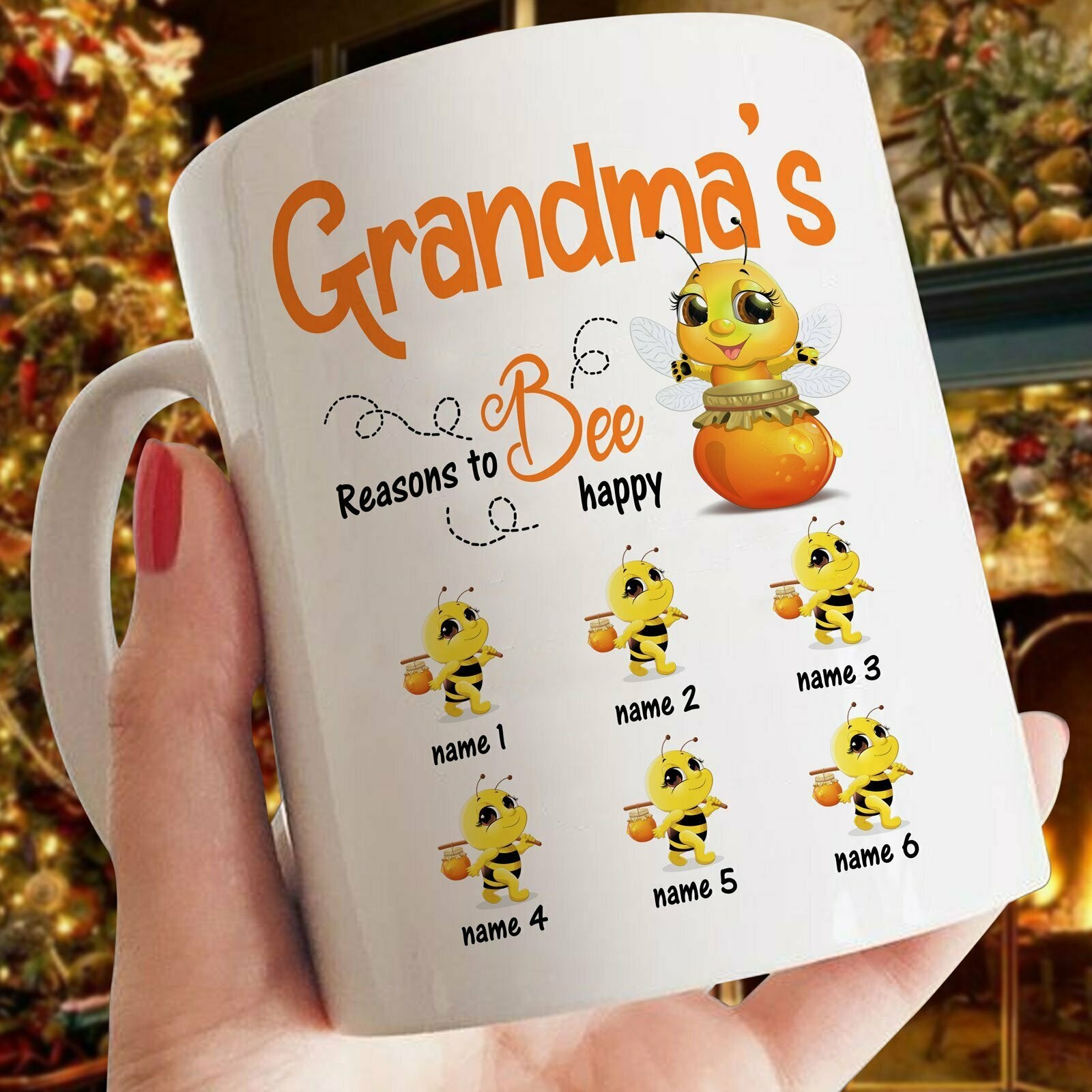 Grandma's Reasons to Bee Happy Garden Personalized Mug