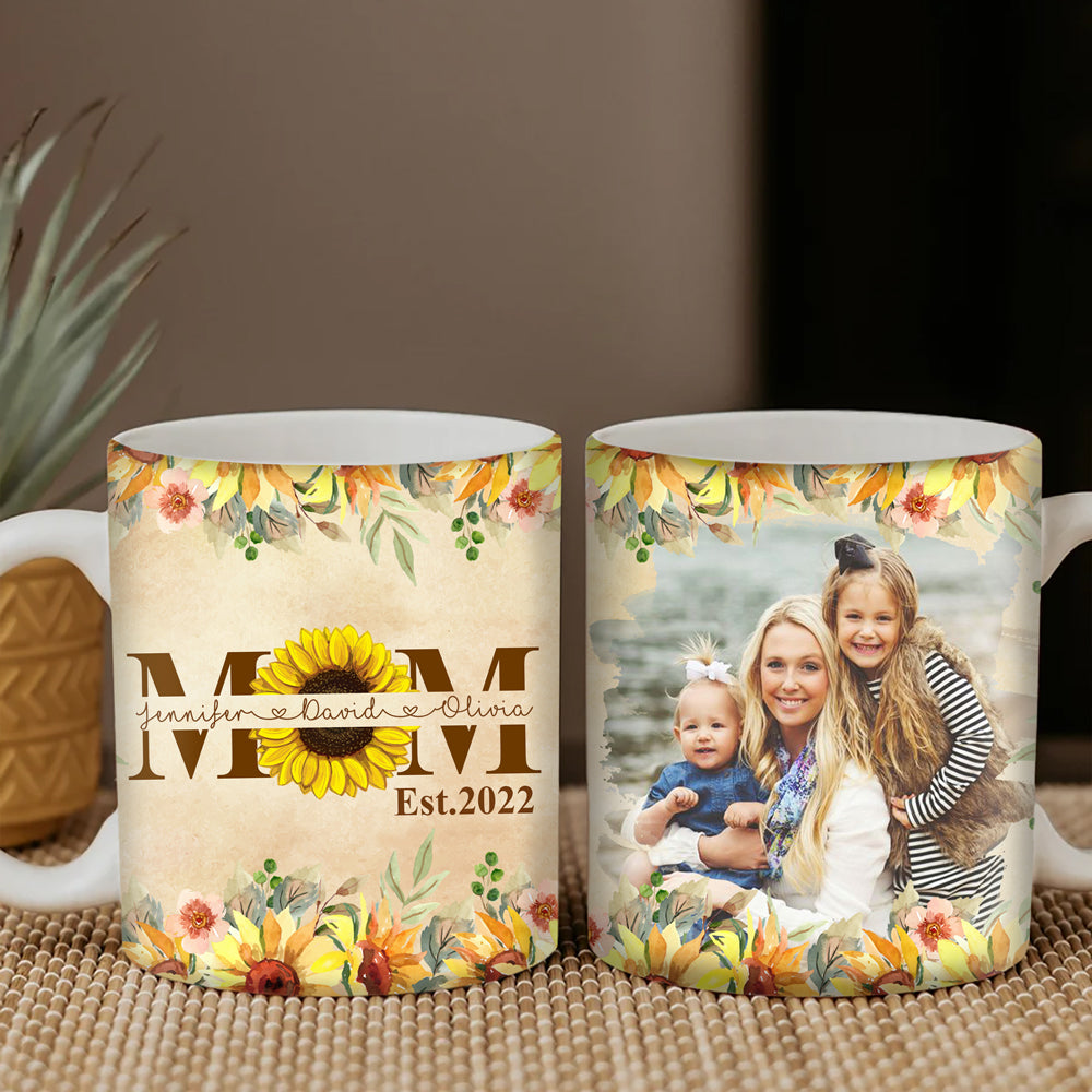 Mom Est Sunflowers Photo Mugs Personalized Gift For Mom