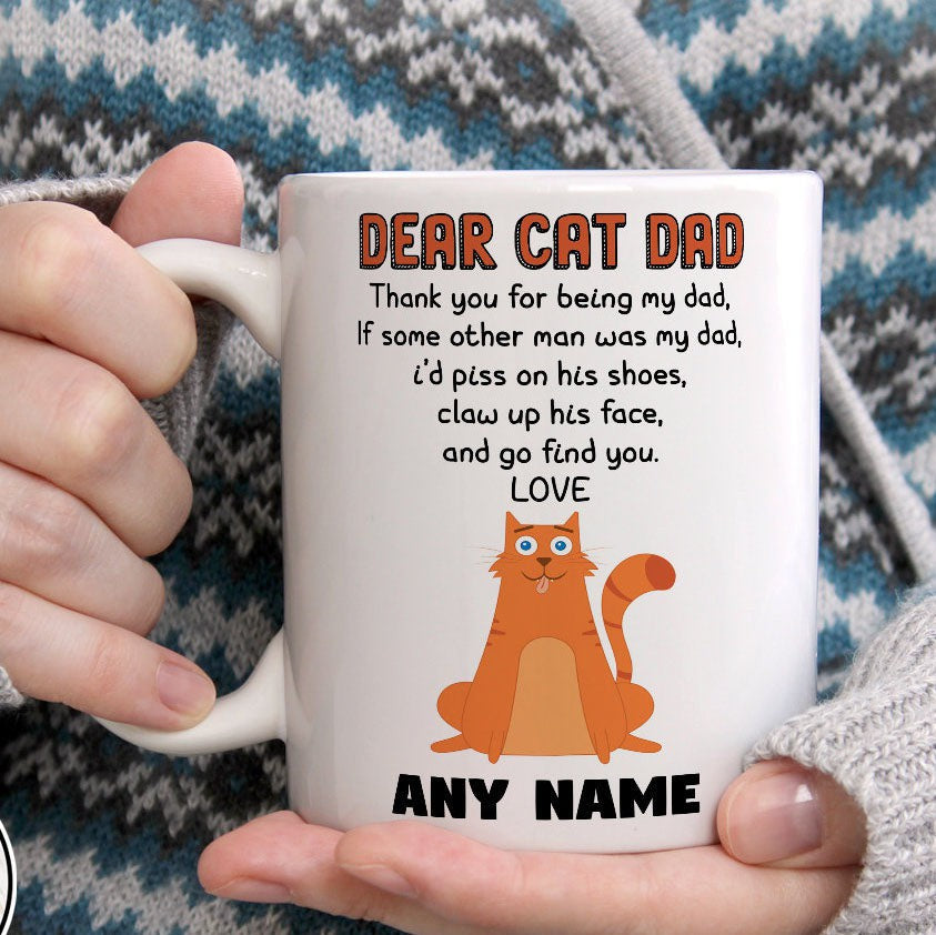 Christmas Cat Dad Thank You For Being My Dad Funny Personalized Mug