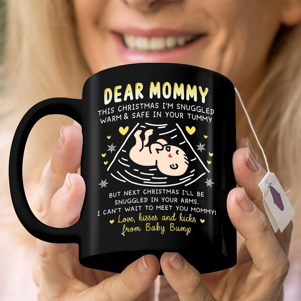 Christmas Gift For Mom To Be Can't Wait To Meet You Black Mug