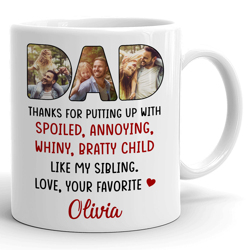 Father's Day Dad With Sibling And Favorite Kid Personalized Image Mug