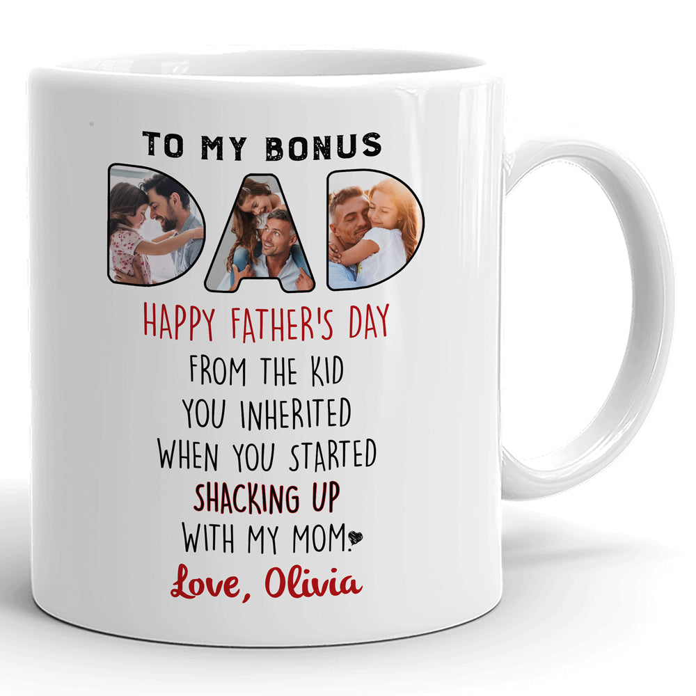 Father's Day Step Dad Gift From Inherited Kids Personalized Image Mug