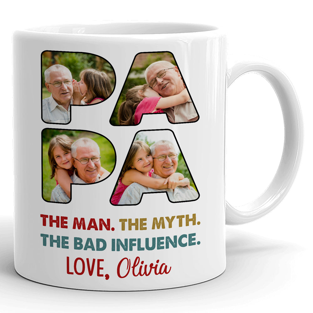 Father's Day PAPA Grandpa Gift From kids  Personalized Image Mug