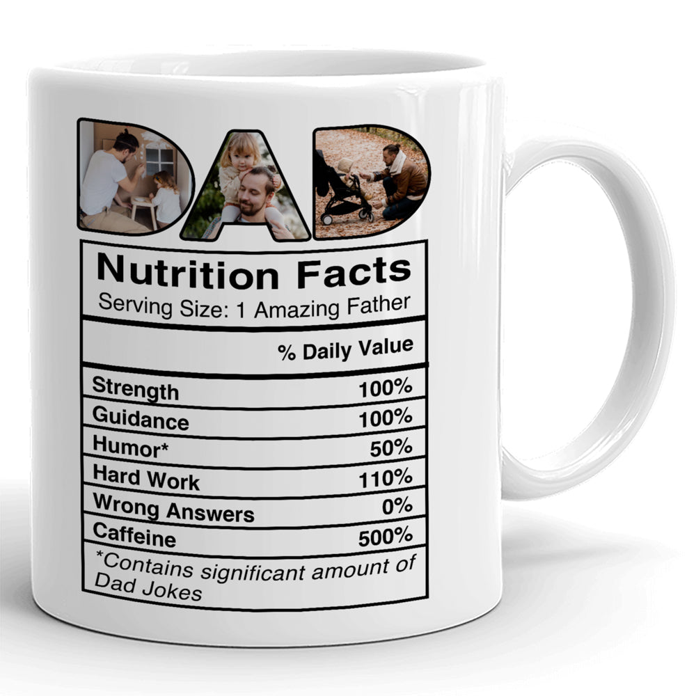 Father's Day Dad Nutrition Facts Gift From Kids Personalized Image Mug