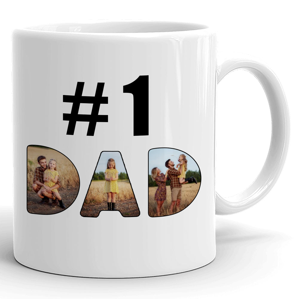 Father's Day Number One #1 Dad World Best Dad Personalized Image Mug