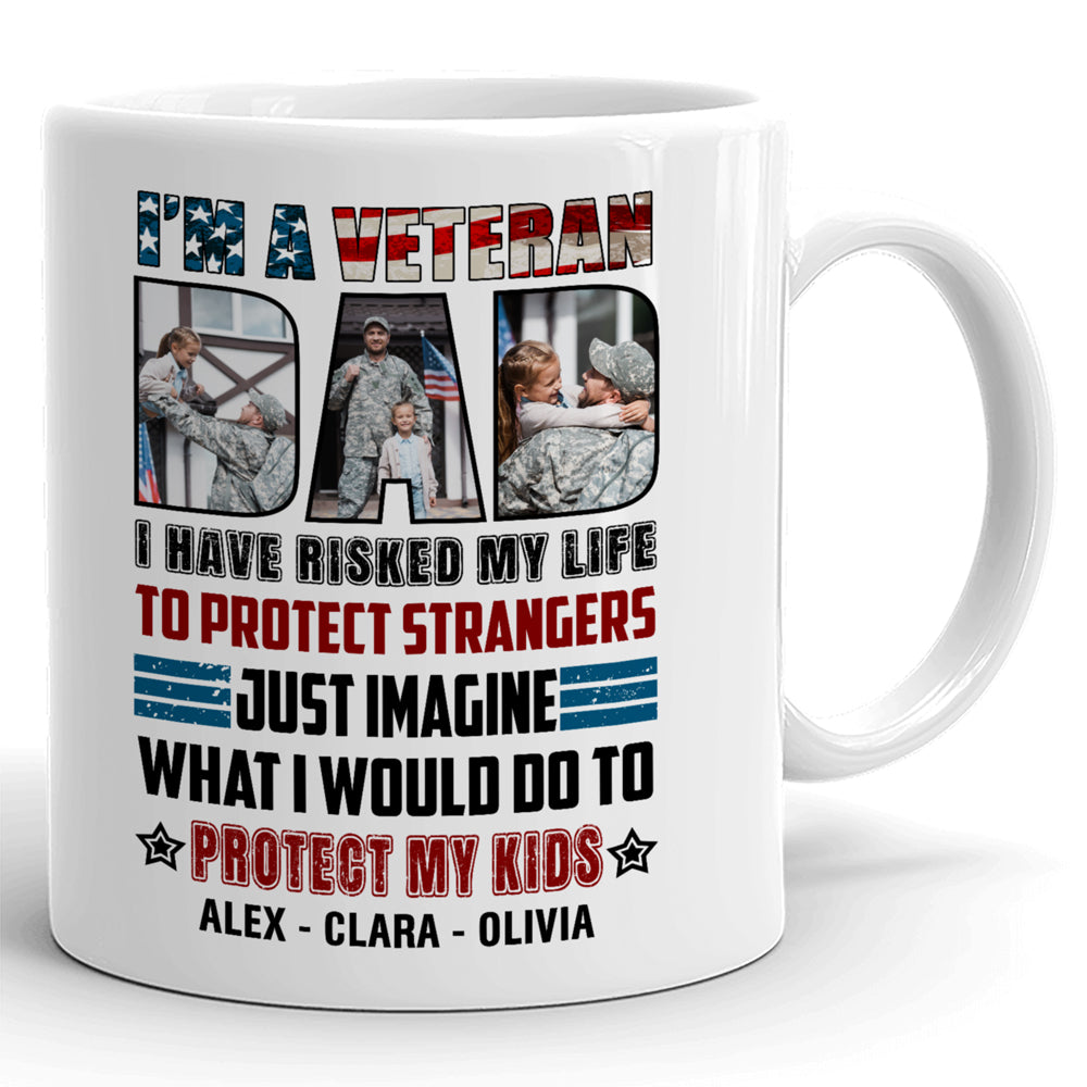 Proud Veteran Dad Gift Protector Of His Kids Personalized Mug