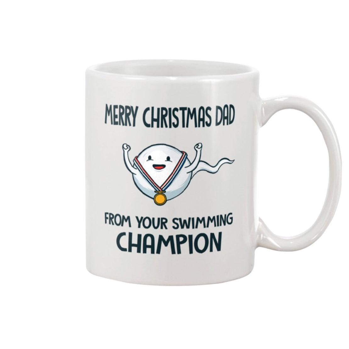 Merry Christmas Dad From Your Swimming Champion Mug Funny Gift For Father