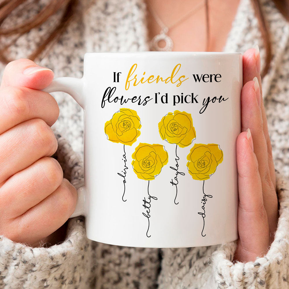 Gifts For Best Friend Yellow Roses I'd Pick You Personalized Mug