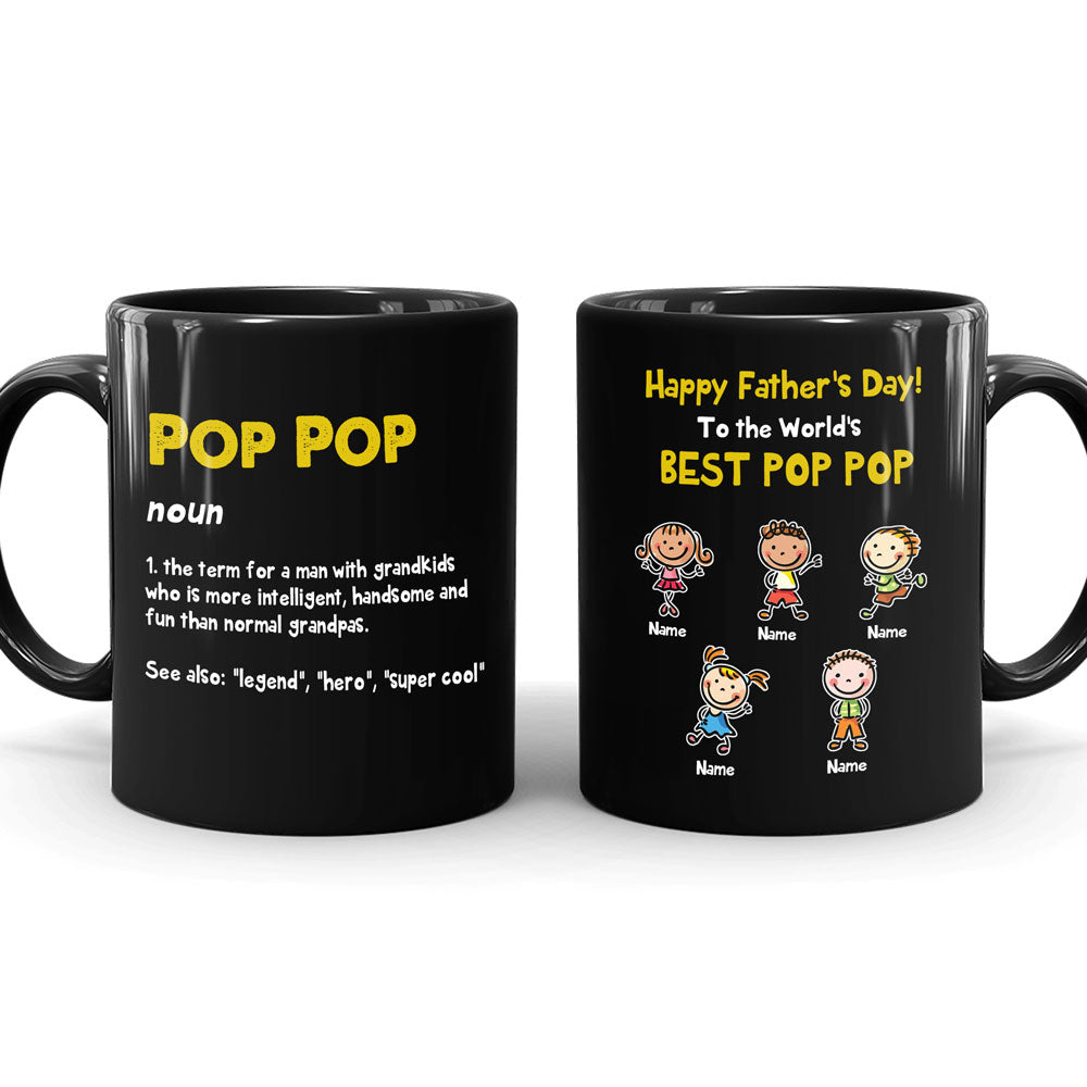 Grandpa Father's Day Pop Pop With Grandkids Personalized Cute Mug