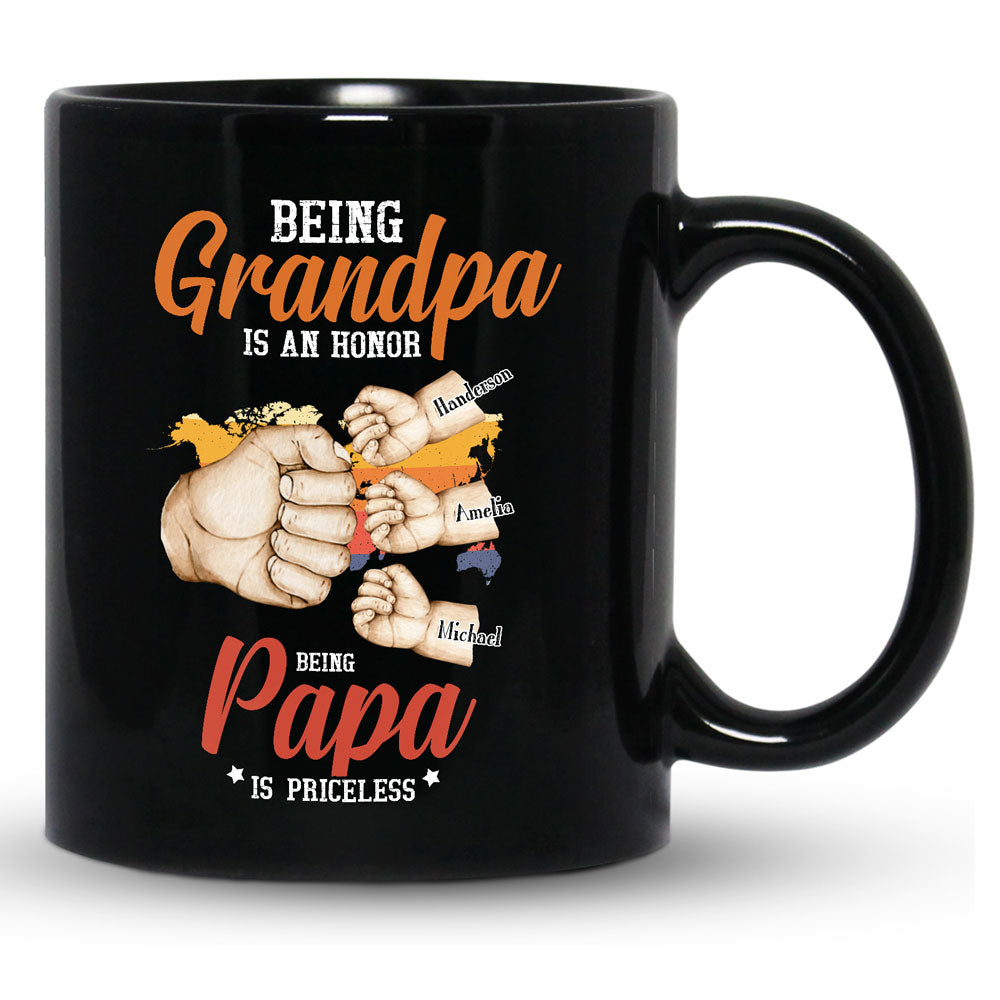 Grandpa Papa Grandfather with Grandkids Personalized Cool Mug