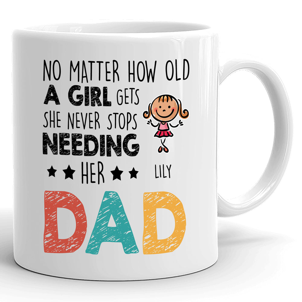 Never Stops Needing Her Mugs Personalized Gift For Dad From Daughter