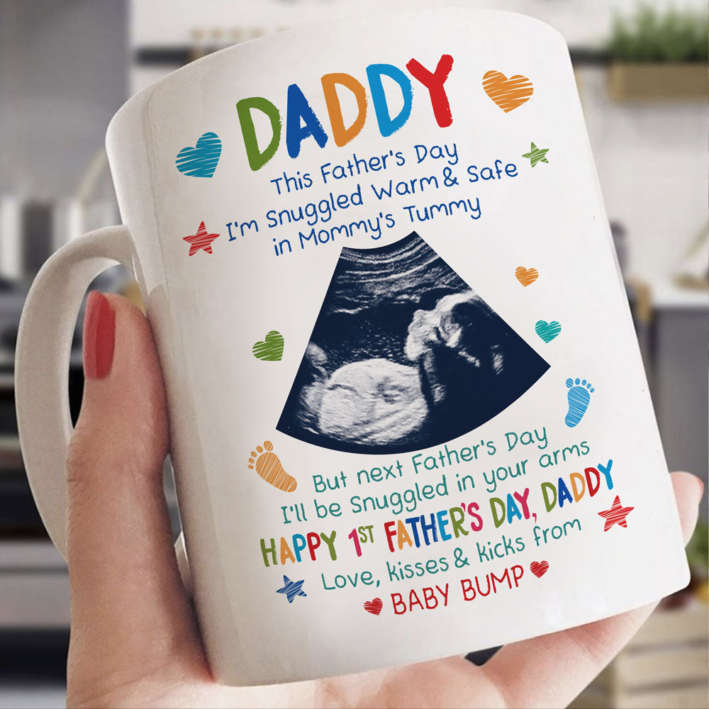 Snuggled In Daddy's Arms Mug Personalized Father's Day Gift For Dad