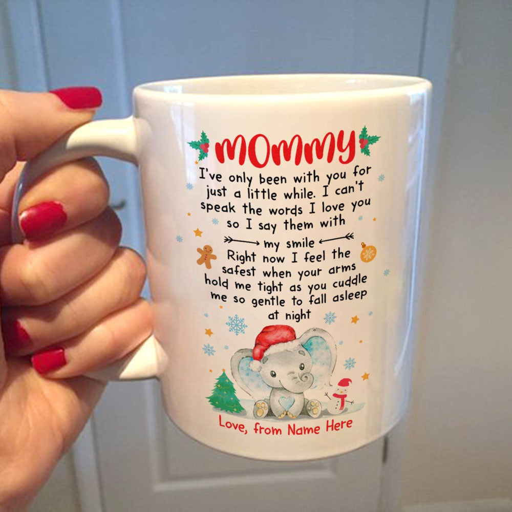 Christmas Personalized Gift For Mommy To Be Elephant Mug