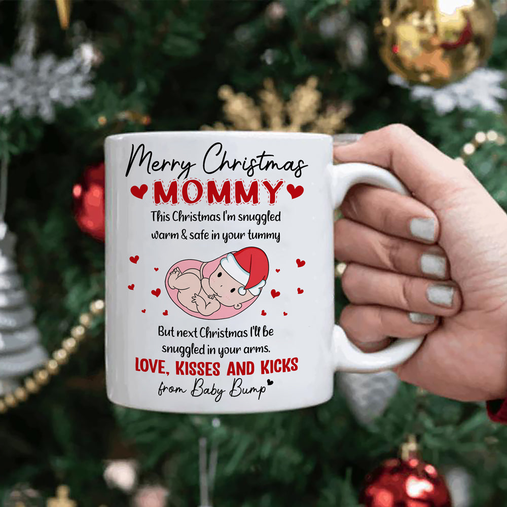 Christmas Gift For Mom To Be Bump Kisses &amp; Kicks Mug