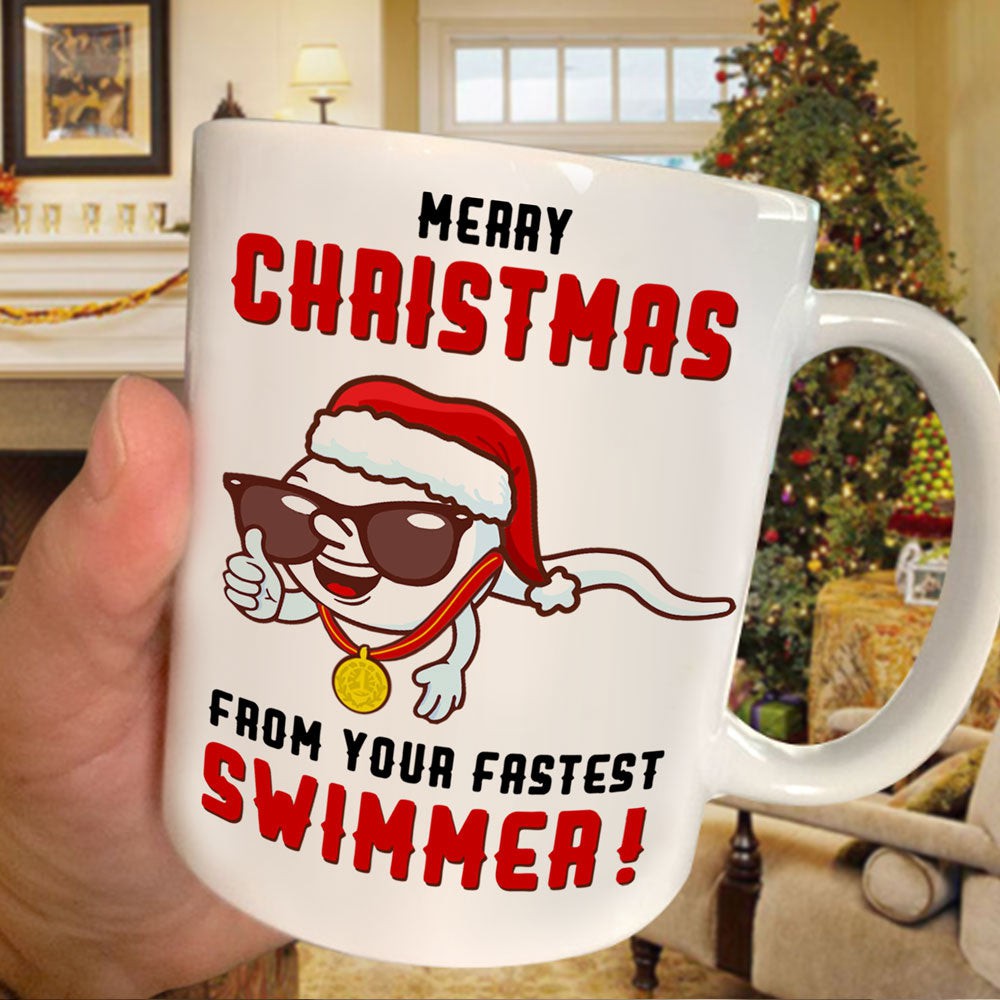 Christmas Gift For Dad Your Fastest Swimmer Funny Mug