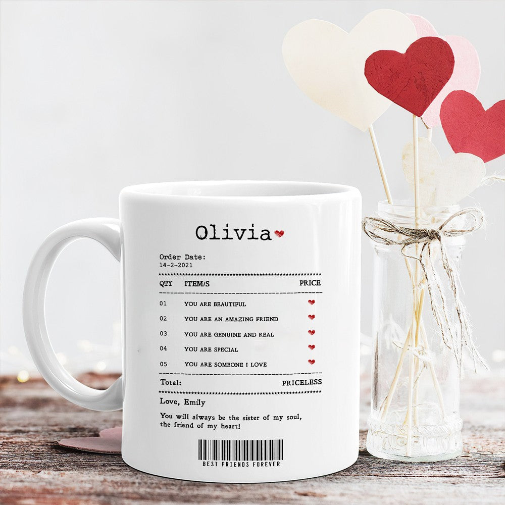 Best Friend The Friend Of My Heart Receipt Personalized Mug