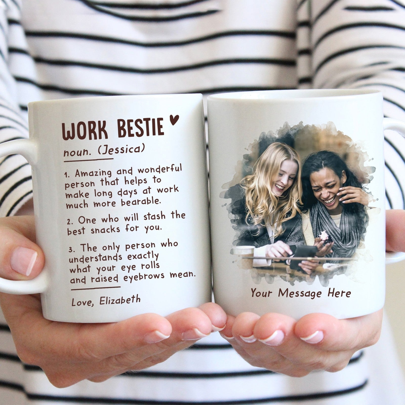 Personalized Work Bestie Definition Gift For Coworker Birthday Mug