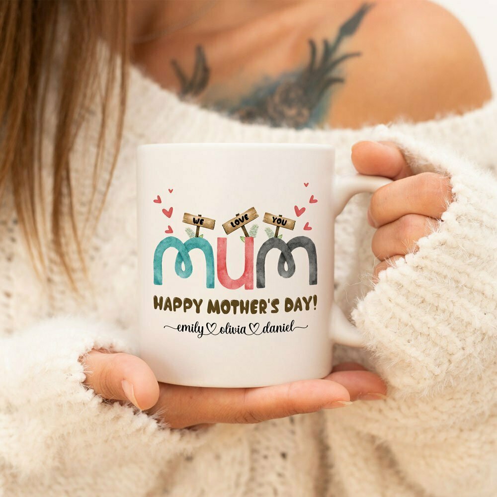 Mum With Children Name Mother's Day Mugs Personalized Gift For Mum