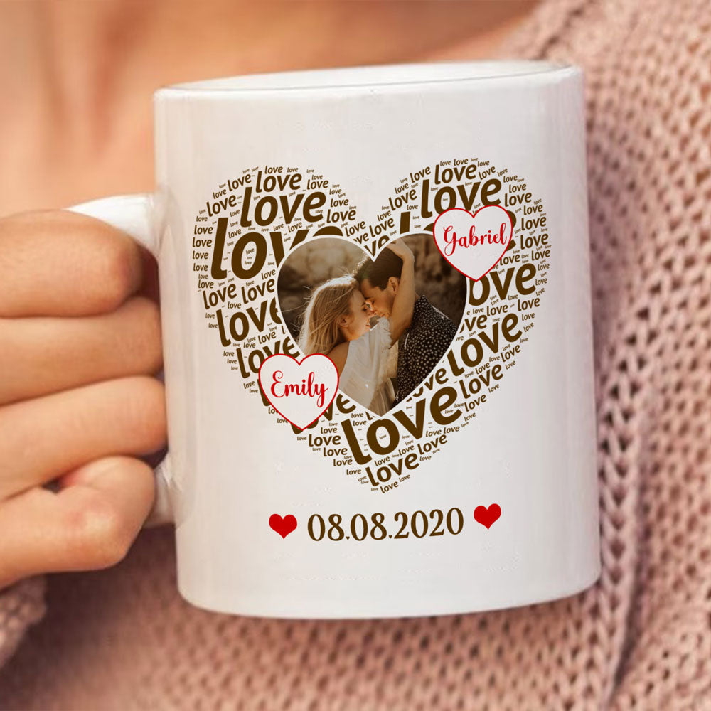 Personalized Love Heart Couple Anniversary Mug