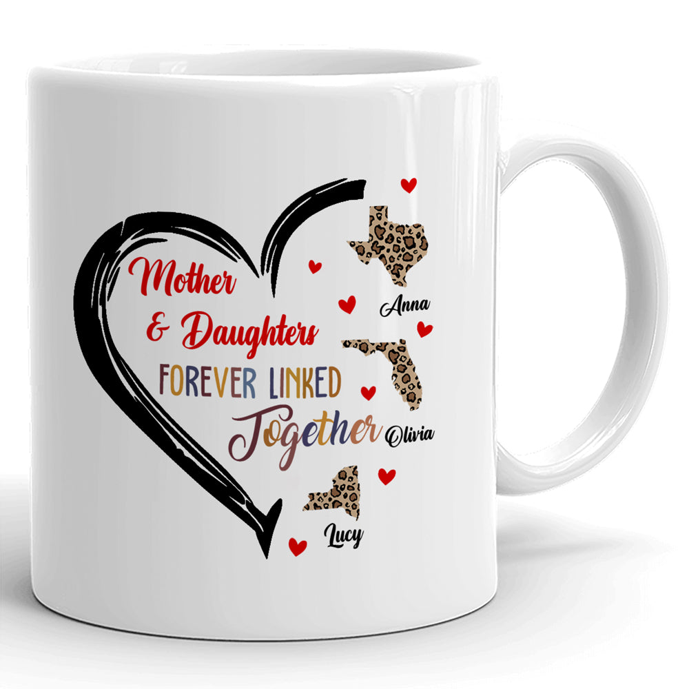 Mother Daughter Forever Linked Together Mugs Personalized Gift For Mom