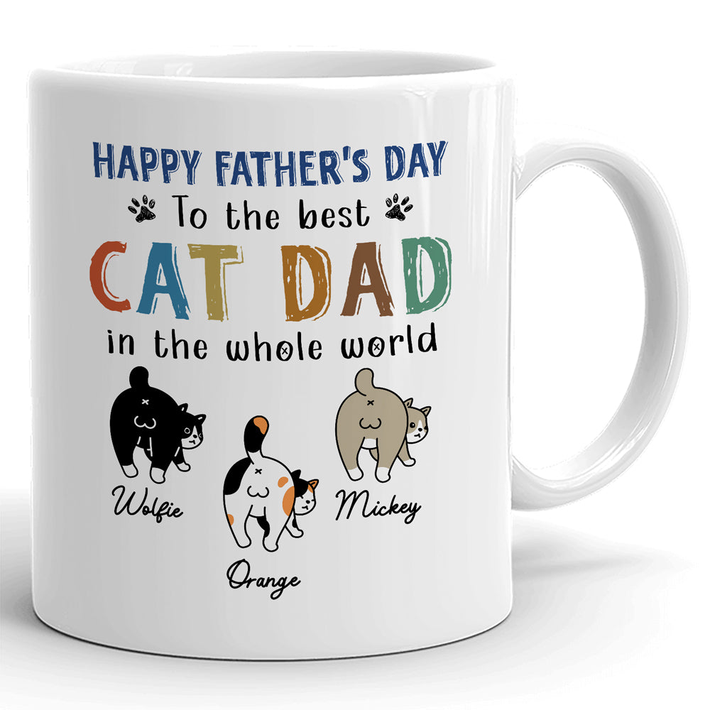 Best Cat Dad In The World Father's Day Mugs Personalized Gift For Dad Cat