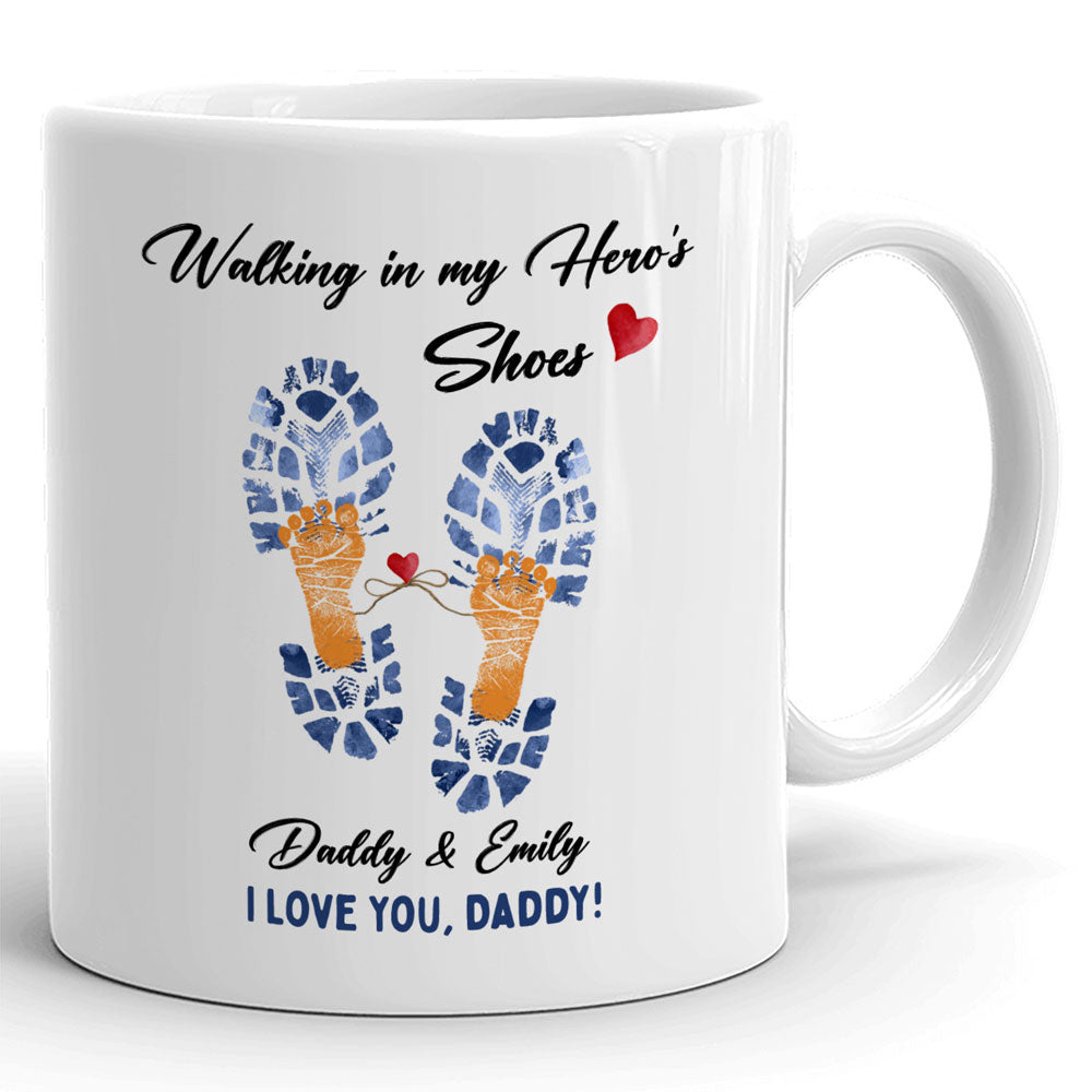 Dad Shoes And Daughter Son Footprint Mugs Personalized Gift For Dad