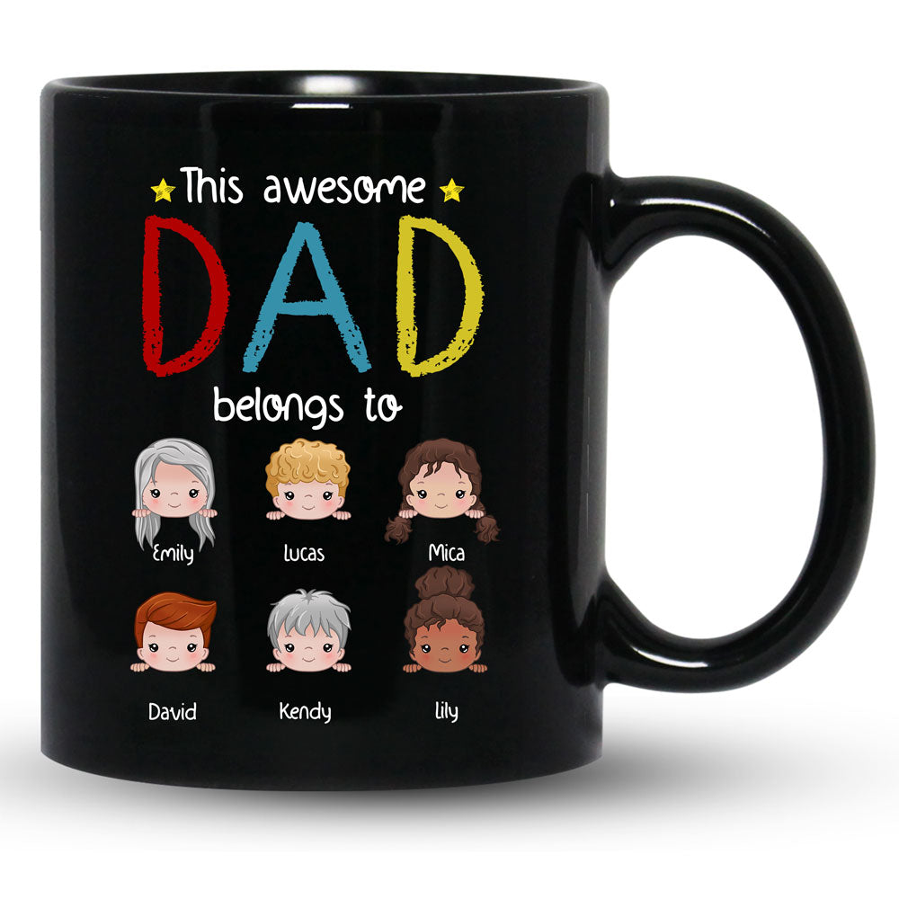 This Awesome Dad Belongs To Kids Mugs Personalized Gift For Dad