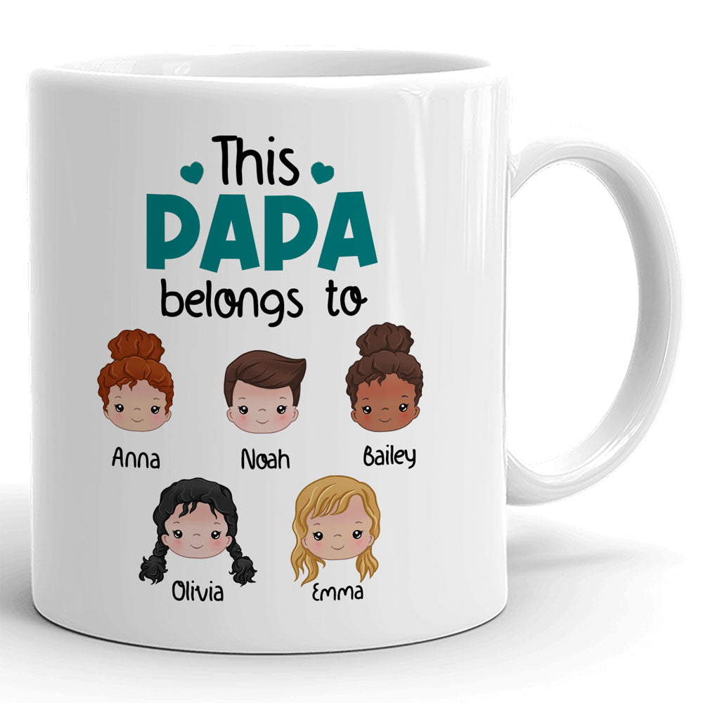 This Papa Belongs To Kids Mugs Personalized Gift For Grandpa