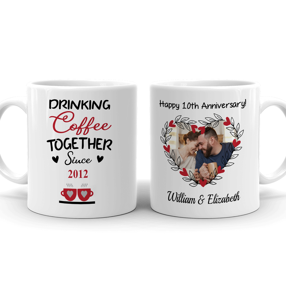 Anniversary Couple Wife Husband Drinking Coffee Personalized Mug