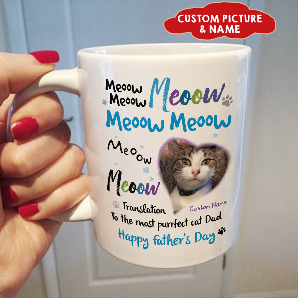 Father's Day Cat Dad To The Most Purrrfect Meow Personalized Mug