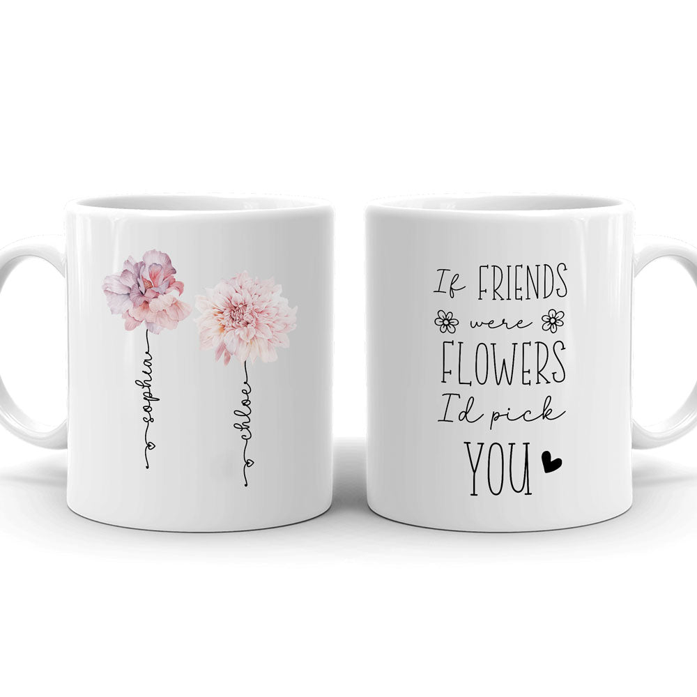 Best Friends Carnations Besties Friendship Meaningful Personalized Mug