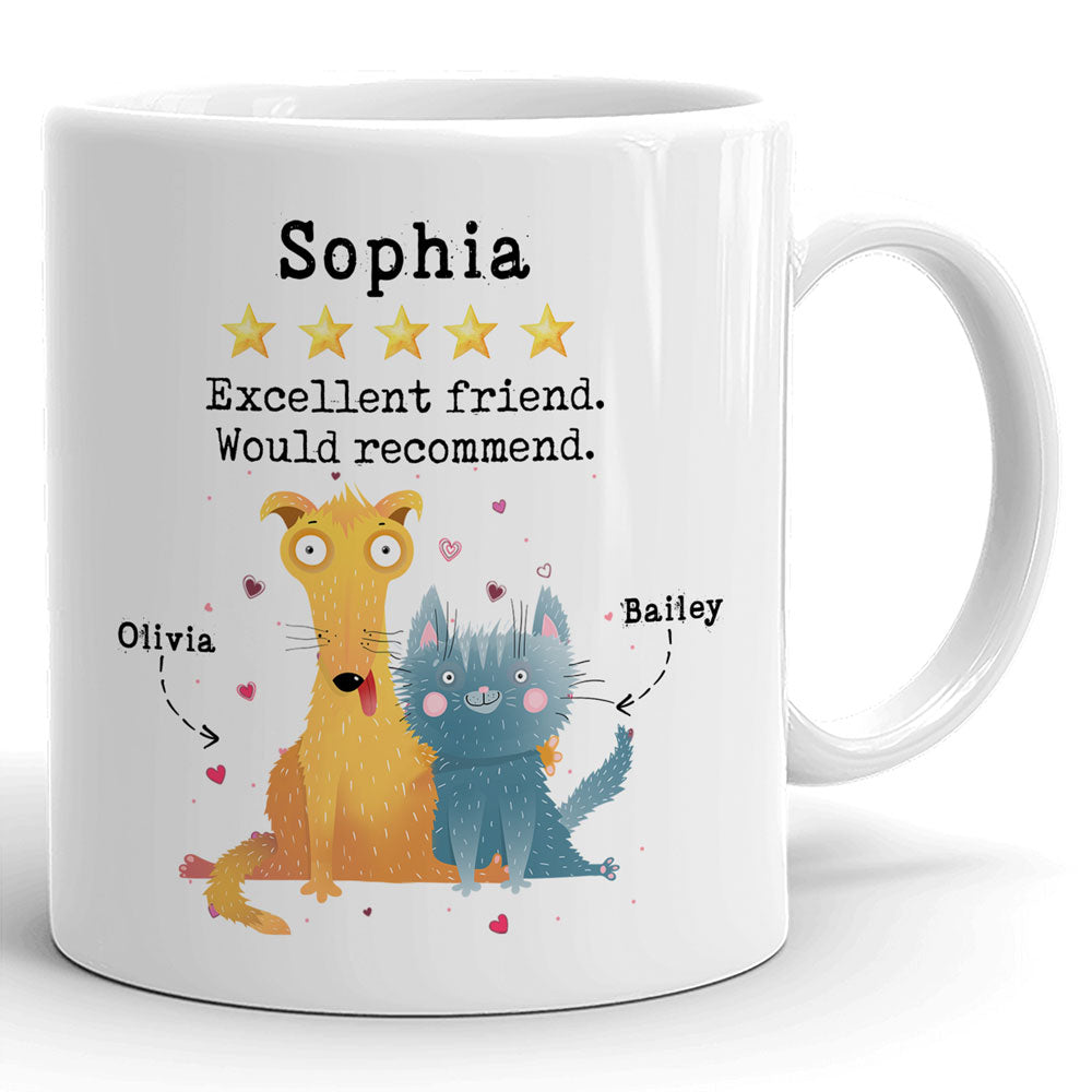 Best Friends Excellent Besties Dog Cat BFF Funny Personalized Mug