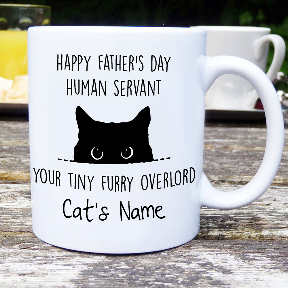 Personalized Gift For Father's Day Cat Dad Human Servant Mug