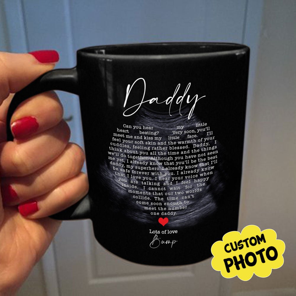 Personalized Gift For Dad To Be Ultrasound Daddy Black Mug