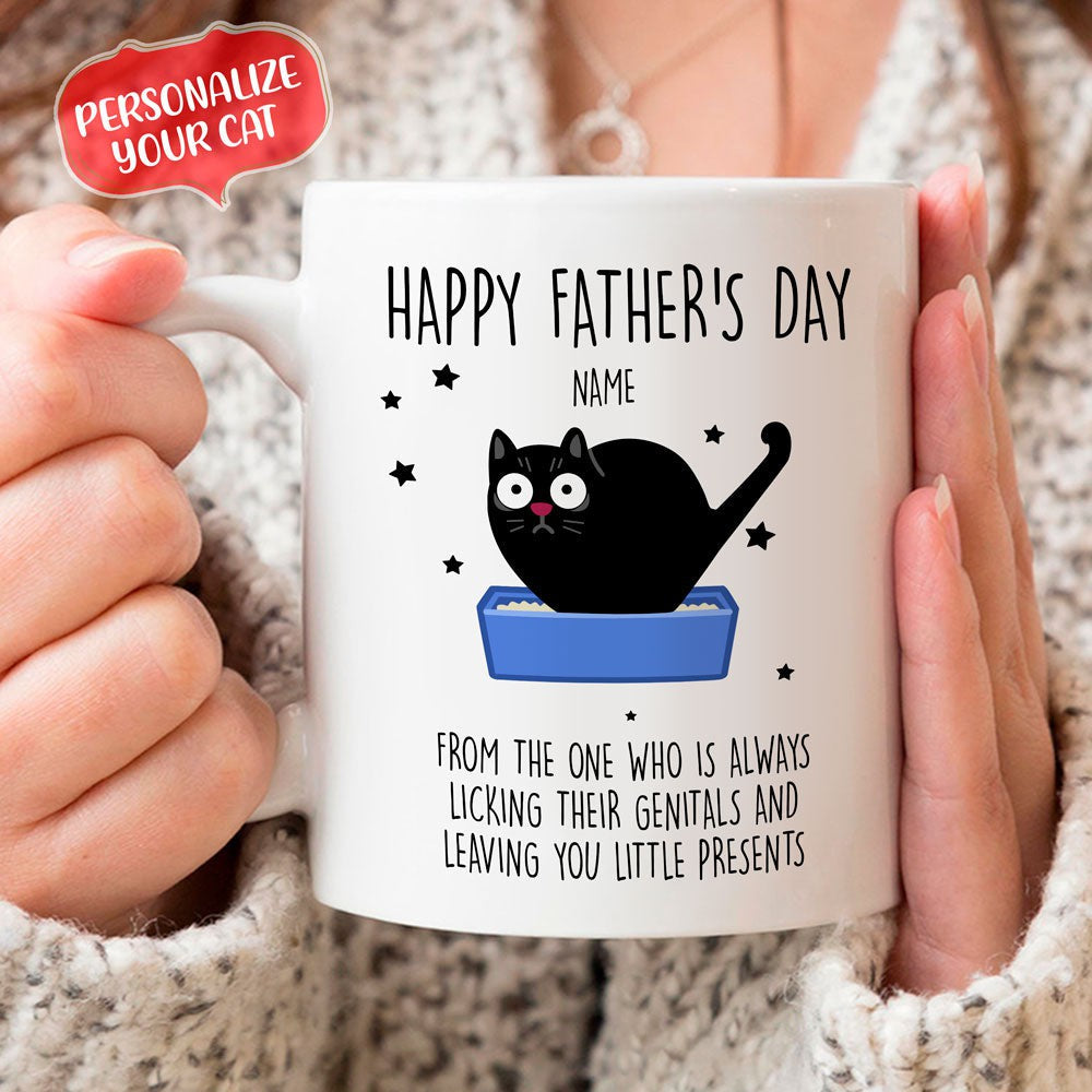 Cat Dad Father's Day Always Licking Their Genitals Personalized Mug