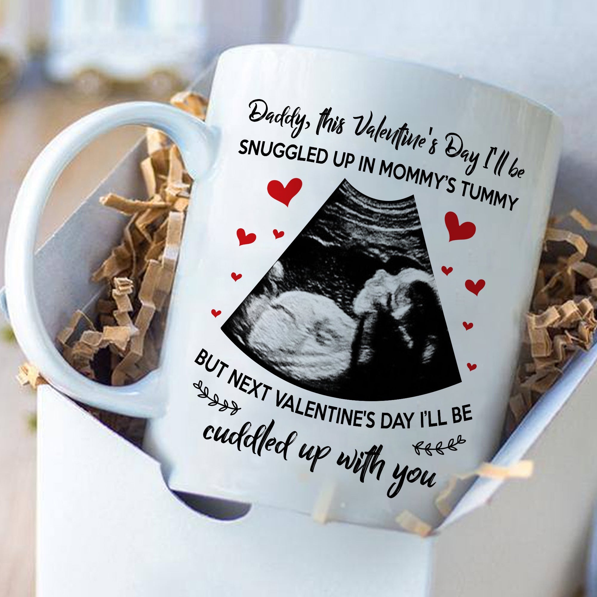 Personalized Dear Daddy Snuggled Up Valentine's The Bump Mug