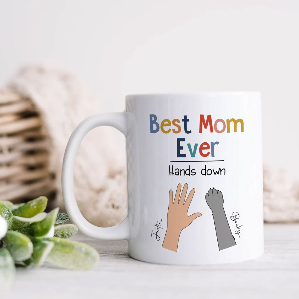 Personalized Dog Mom Best Mom Ever Hands Down Cute Mug