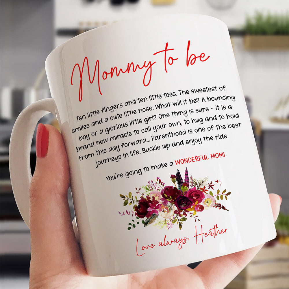 Personalized Gift For Expecting Mom Wonderful Mama Flower Mug